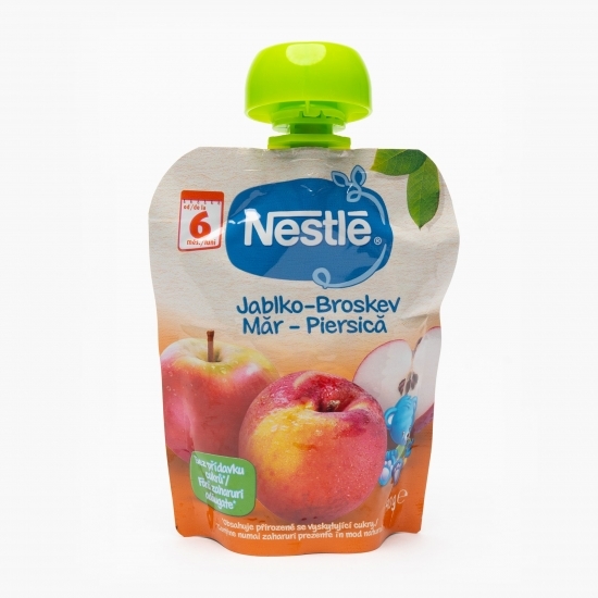 Piure bebeluși măr și piersică, +6 luni, 90g