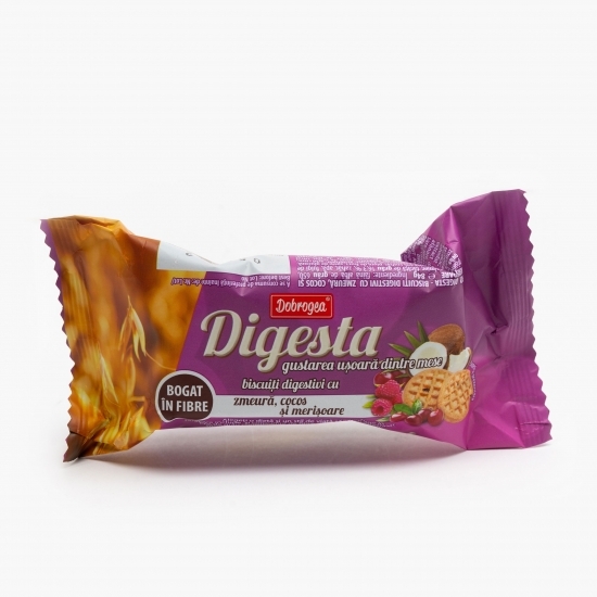 Biscuiți digestivi cu zmeură, cocos și merișoare 84g