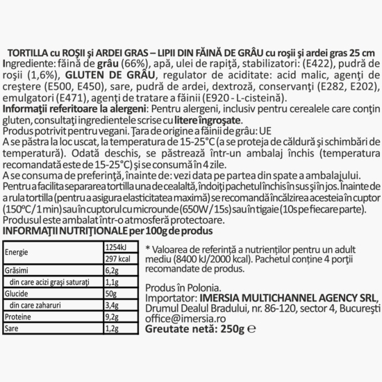 Lipii Tortilla Wraps roșii și paprika 4x62.5g, 250g