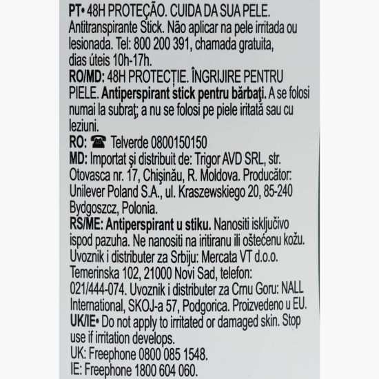 Antiperspirant stick pentru bărbați Men+Care Clean, 50ml