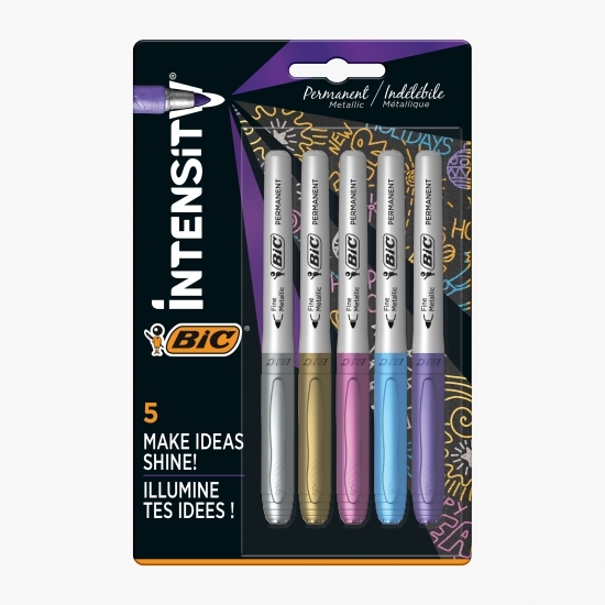 Set 5 markere permanente colorate metalice