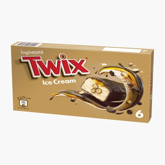 Înghețată cu lapte, caramel şi bucăţi de biscuit, acoperită cu glazură de cacao 6x43.1ml