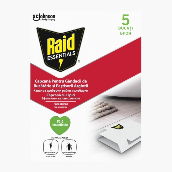 Capcane pentru gândaci de bucătărie și peștișori argintii Essentials, 5 buc