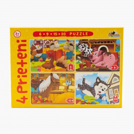 Puzzle - 4 Prieteni mici (6, 9, 15, 20 piese) 3+ ani