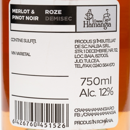 Vin rose demisec Kultura Merolt & Pinot Noir, 12%, 0.75l