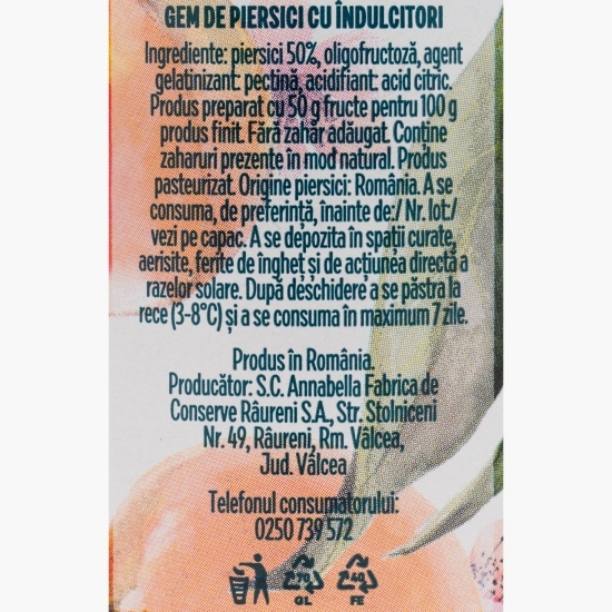 Gem de piersici fără zahăr adăugat 230g