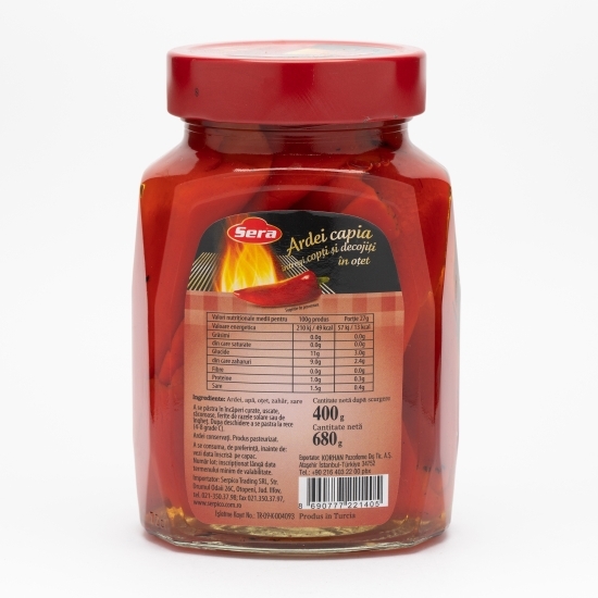 Ardei capia întregi copți și decojiți în oțet 680g