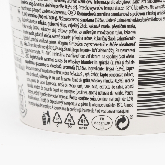 Înghețată de caramel cu sos de whisky irlandez 460ml