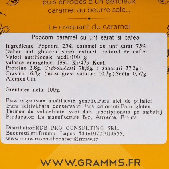 Popcorn caramel cu unt sărat și cafea 100g 