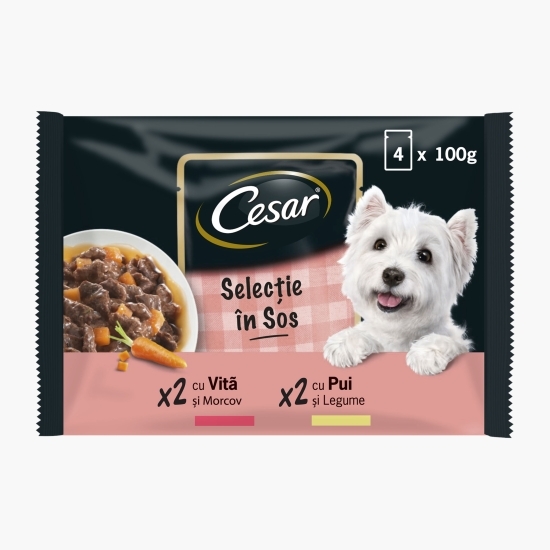 Hrană umedă pentru câini adulți, 4x100g, selecții de carne în sos 