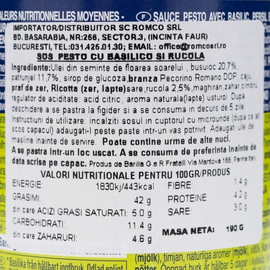 Sos pesto cu busuioc și rucola 190g