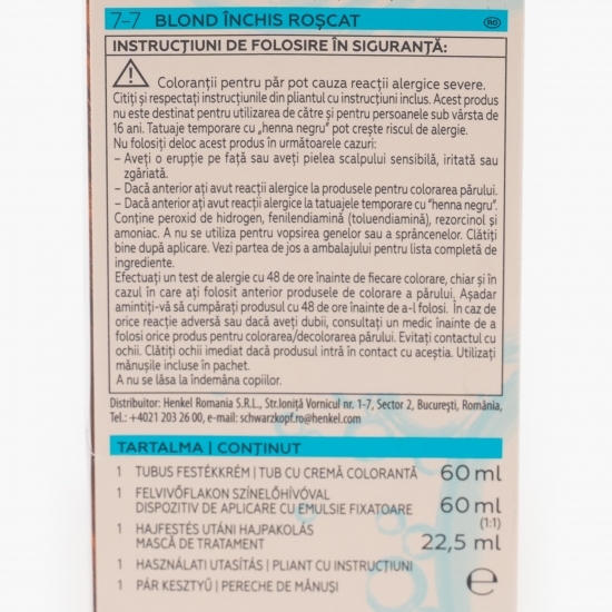 Vopsea de păr permanentă Color 7-7 blond închis roșcat 142.4ml