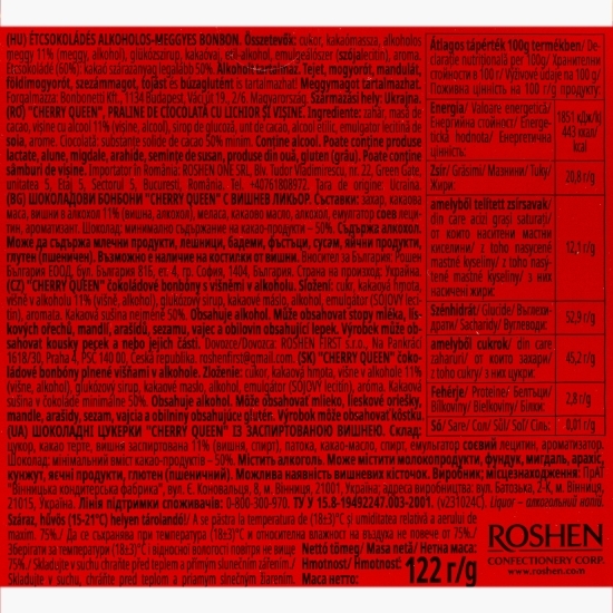 Praline de ciocolată cu lichior și vișine Cherry Queen 122g