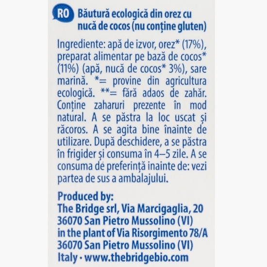 Băutură ecologică din orez cu nucă de cocos 1l