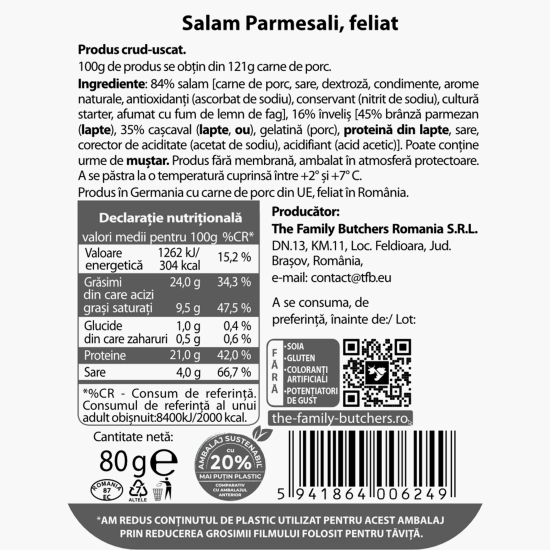Salam Parmesali feliat 80g