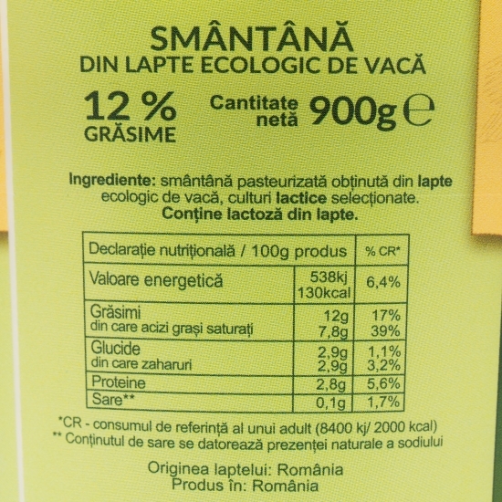 Smântână eco 12% 900g