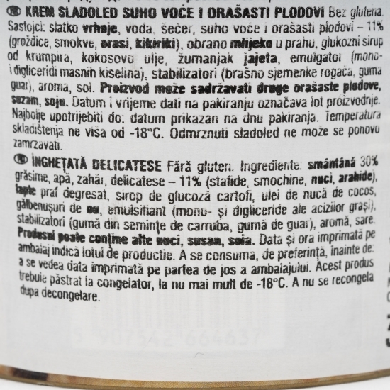 Înghețată Delicacies - fructe uscate și nuci 300g