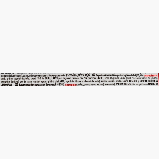 Baton cu napolitană crocantă acoperită cu glazură albă Chunky White, 40g