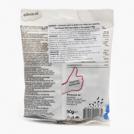 Caramele moi cu aromă de cafea sau caramel, fără zahăr 90g