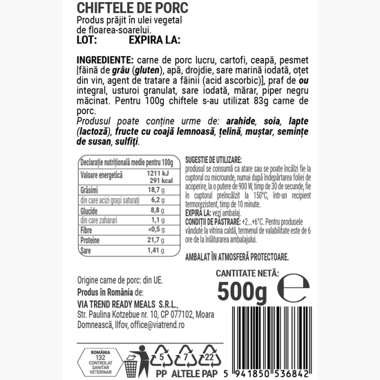 Chiftele de porc 500g