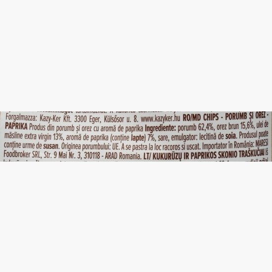 Chipsuri din porumb și orez cu ardei iute, fără gluten 50g