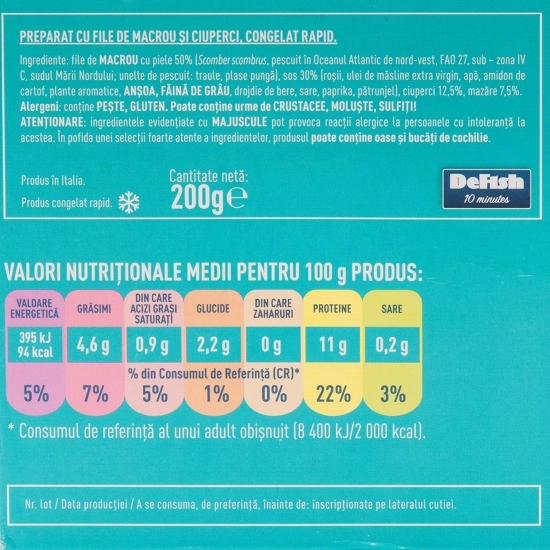 Preparat cu file de macrou și legume 200g