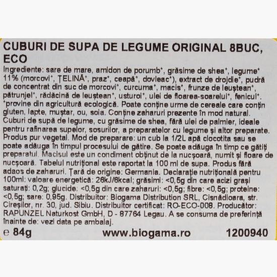 Cuburi eco pentru supă de legume Original 84g (8 buc)