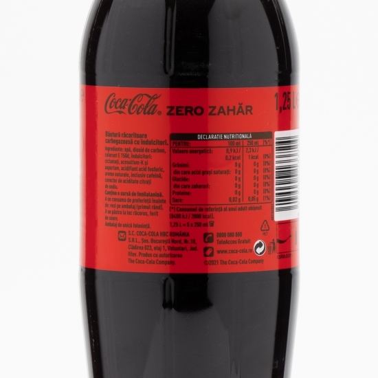 Băutură carbogazoasă cola zero zahăr 1.25l