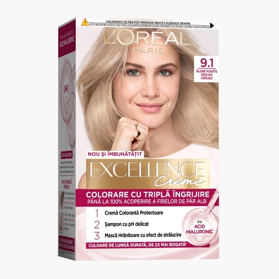 Vopsea de păr permanentă, 9.1 Blond foarte deschis cenușiu 192ml