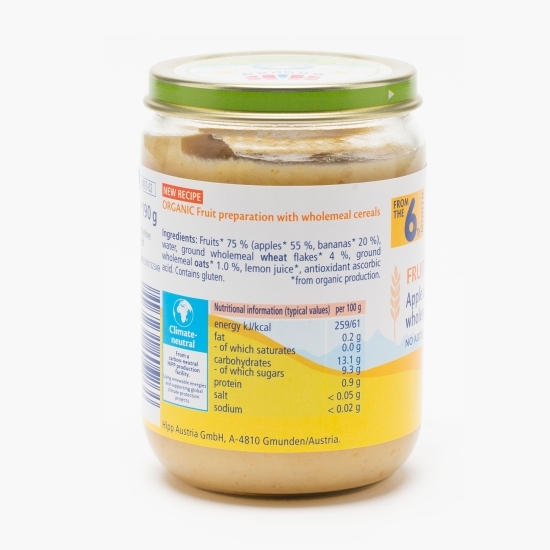 Piure eco cereale, mere și banane, +6 luni, 190g
