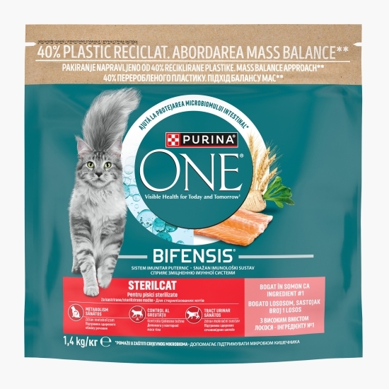 Hrană uscată pentru pisici sterilizate One Sterilcat, 1.4kg, cu somon și grâu