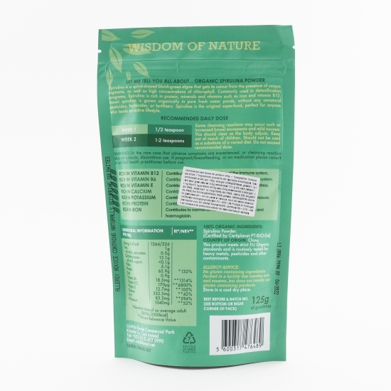 Spirulină eco sub formă de pulbere 125g