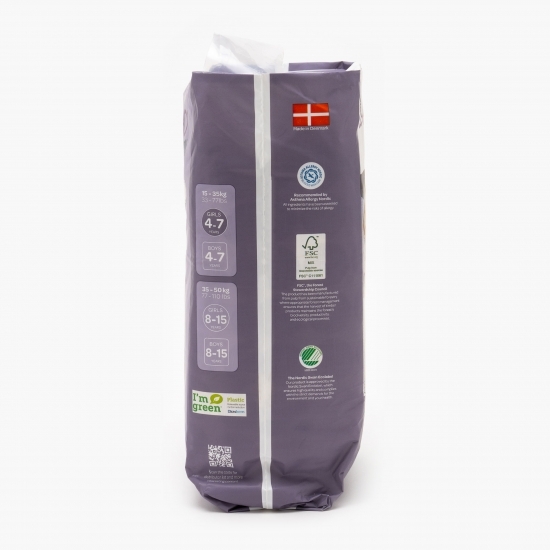 Scutece eco de noapte, 0% clor, fete 4-7 ani, 15-35kg, 10 buc