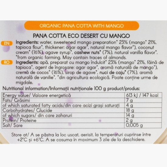 Desert eco Pana cotta cu mango 140g