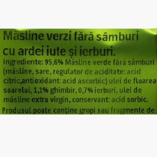 Măsline verzi fără sâmburi cu ghimbir și ierburi 70g