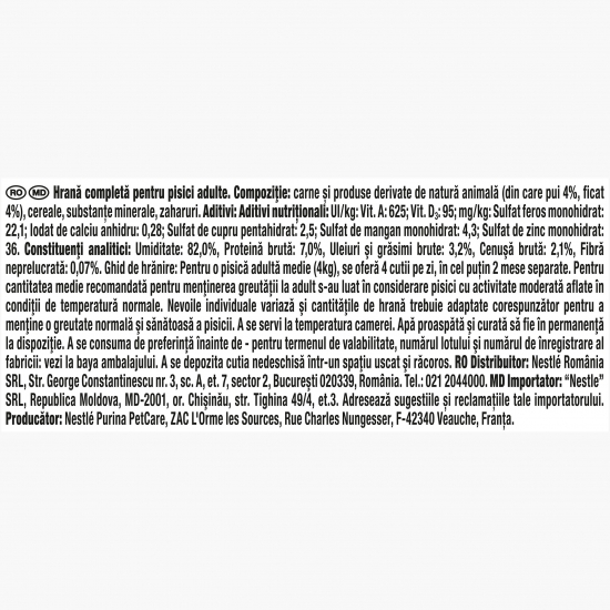 Hrană umedă pentru pisici, 85g, Mini fileuri în sos cu pui și ficat 