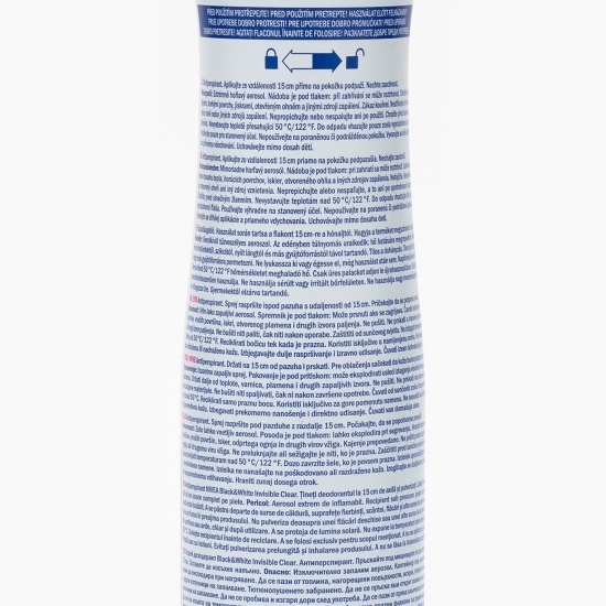 Deodorant antiperspirant spray Invisible Black&White Clear 150ml