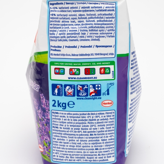 Detergent de rufe pudră automat, universal, Active Clean Plus, Active Fresh, Lavander, 20 spălări, 2kg