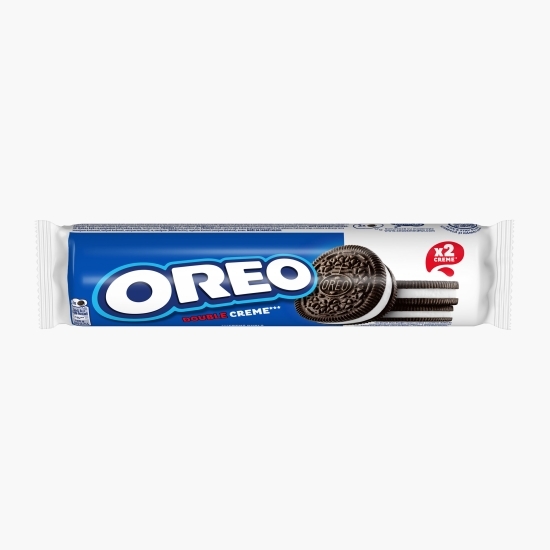 Biscuiți din cacao și cremă cu aromă de vanilie Double Creme, 157g.