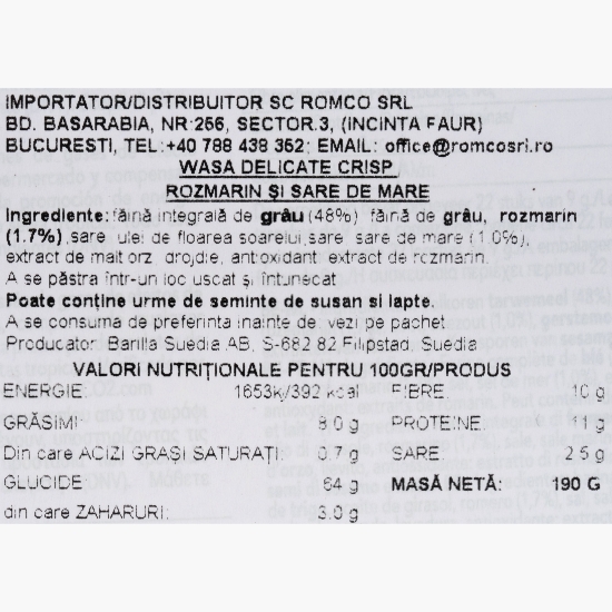 Pâine prăjită cu rozmarin și sare de mare 190g