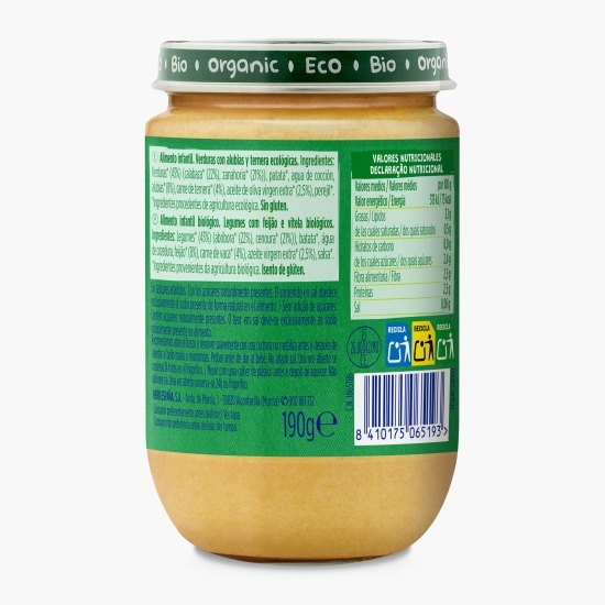 Meniu eco de legume cu carne de vițel și fasole +6 luni, 190g