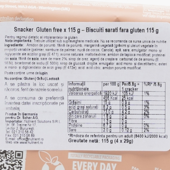 Biscuiți sărați fără gluten Snackers 115g 
