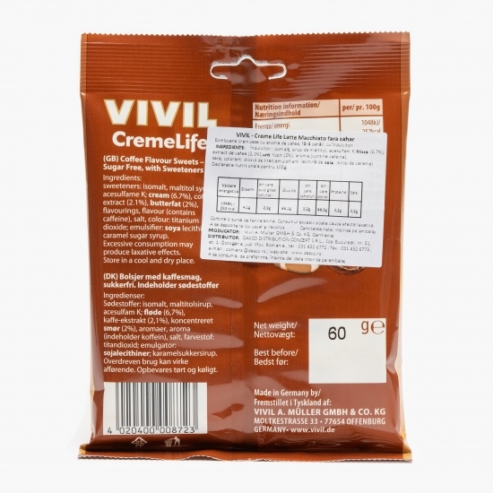 Bomboane Creme Life latte macchiato fără zahăr 60g