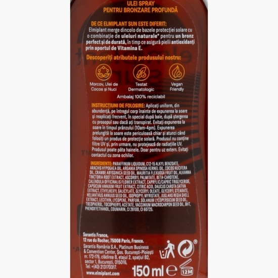 Ulei spray bronzare rapidă fără SPF, 150ml