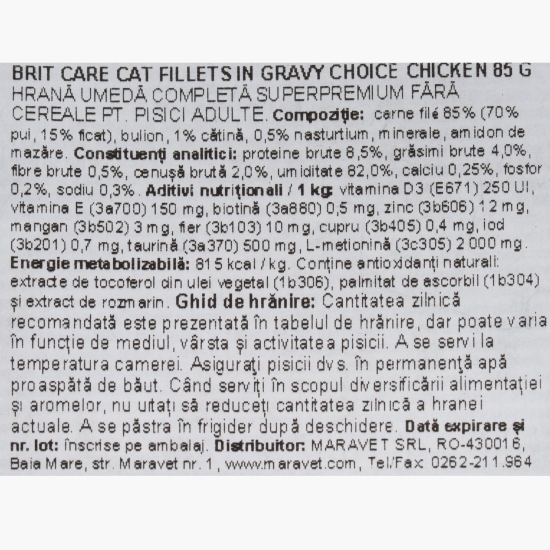 Hrană umedă pentru pisici adulte Choice Chicken, 85g