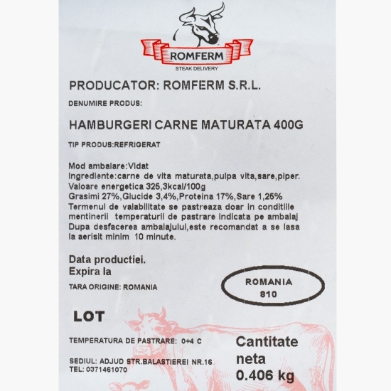 Burgeri din carne de vită maturată 30 de zile, 2x200g