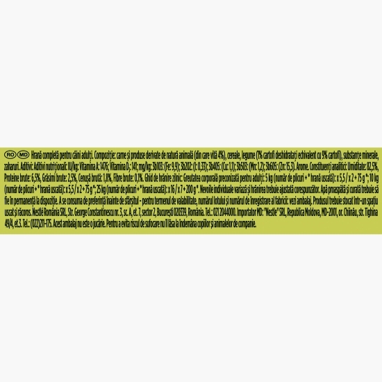 Hrană umedă pentru câini adulți, 100g, cu vită și cartofi în sos