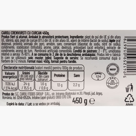 Crenvurști cu curcan 450g