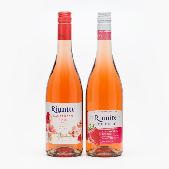 Pachet: Vin rose Lambrusco, 8%, 0.75 + Vin frizant Fruit Fresher Strawberry Bellini, 7%, 0.75l