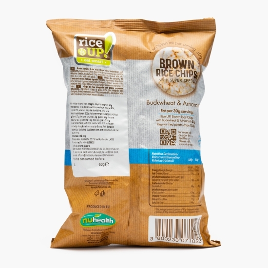 Chips de orez brun cu amarant și hrișcă 60g